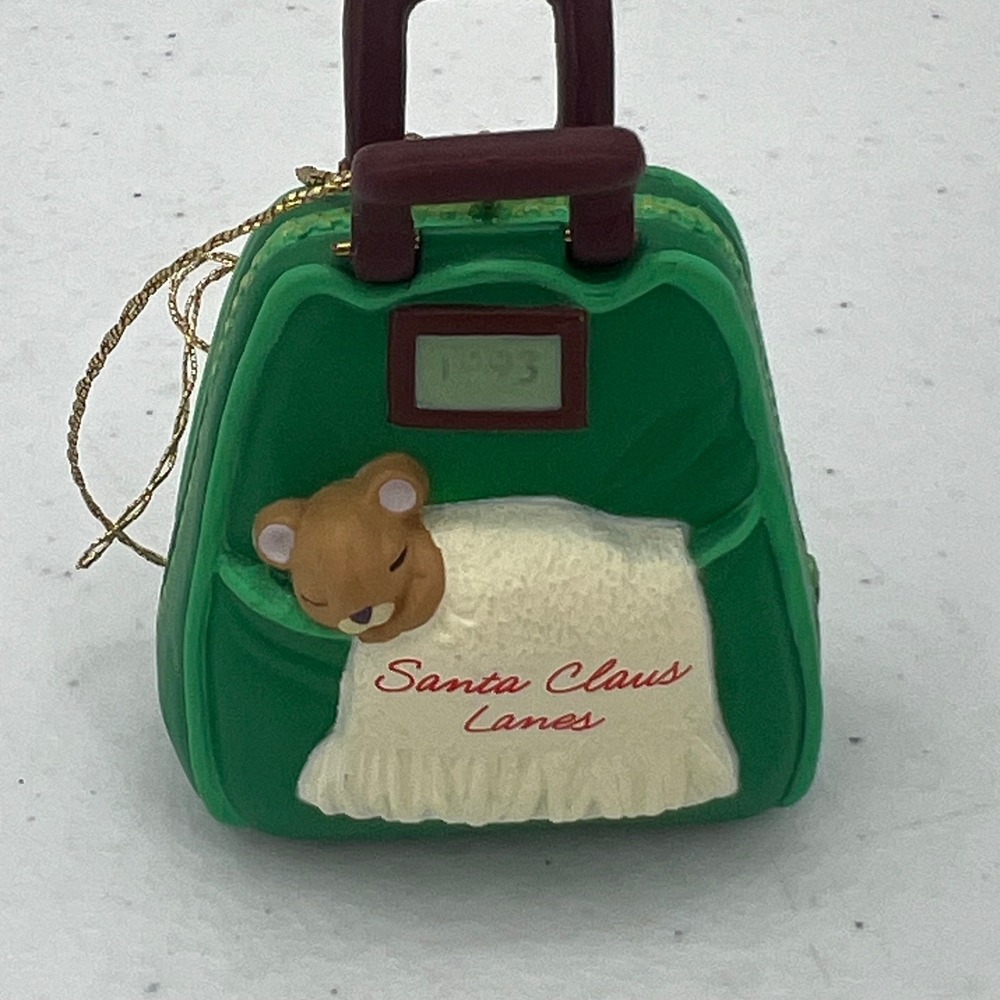 Hallmark Keepsake Ornament 1993 Bowling for ZZZs Sleeping Bear Green Bag Vintage